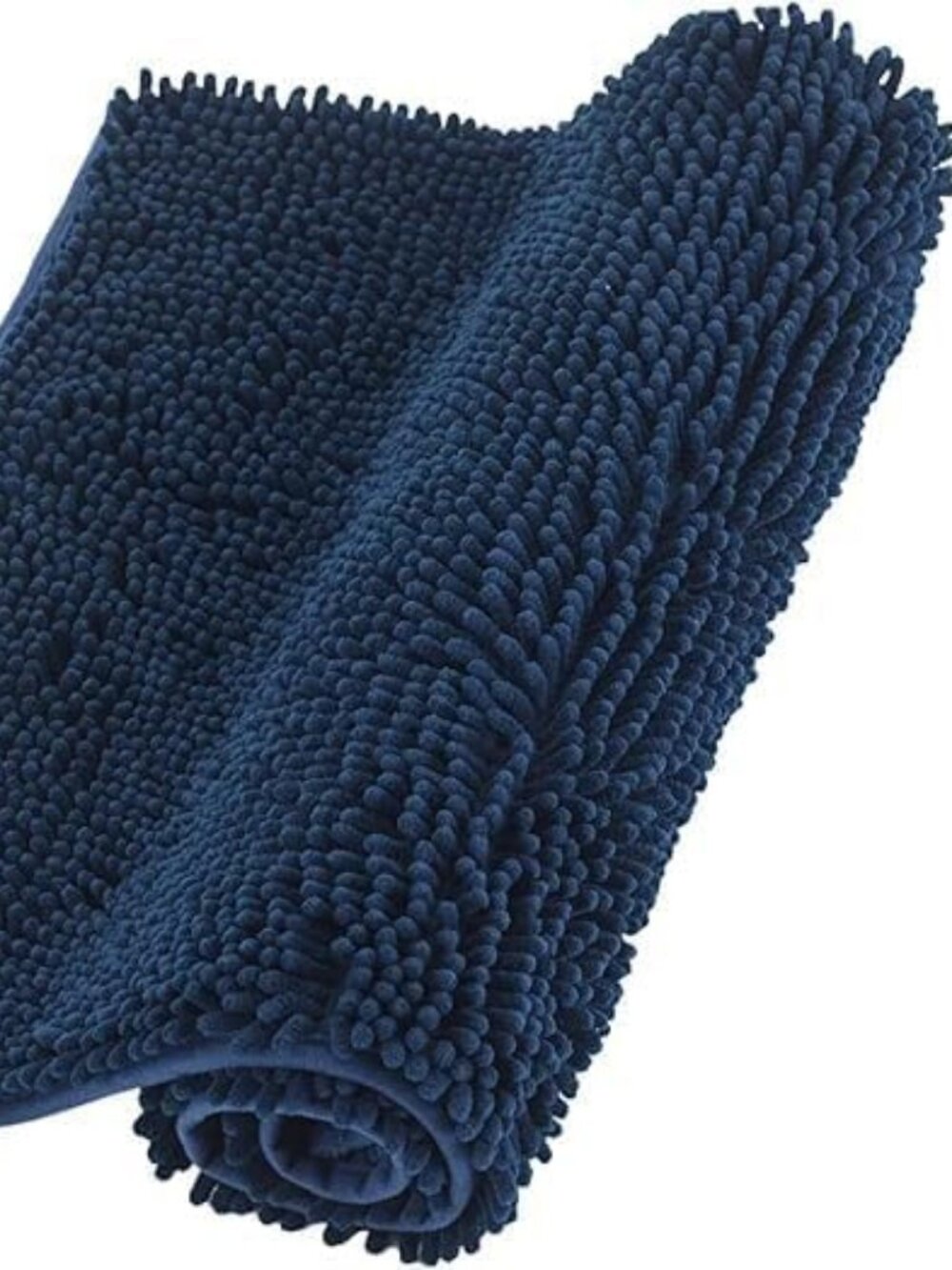 Chenille Bathroom Rugs Non Slip Bath Mat Quick Dry (Navy, 20" x 16")